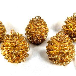 Gold Pinecone Christmas Ornaments Set of 5 Dept 56 Holiday Décor Place Card
